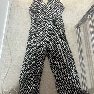 Black and White Patterned Jumpsuit